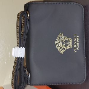 Versace Luxury Shoulder Bag Crossbody Purse Handbag Black & Gold Expandable